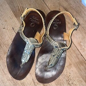 Calleen Cordero gold studded sandals sz 8.5